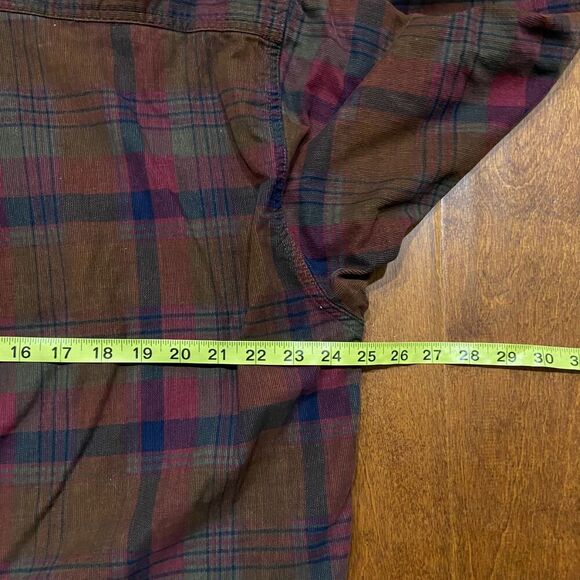 Basic Options Vintage Corduroy Plaid Flannel Brown Button Front Shirt Mens Large - Picture 8 of 9